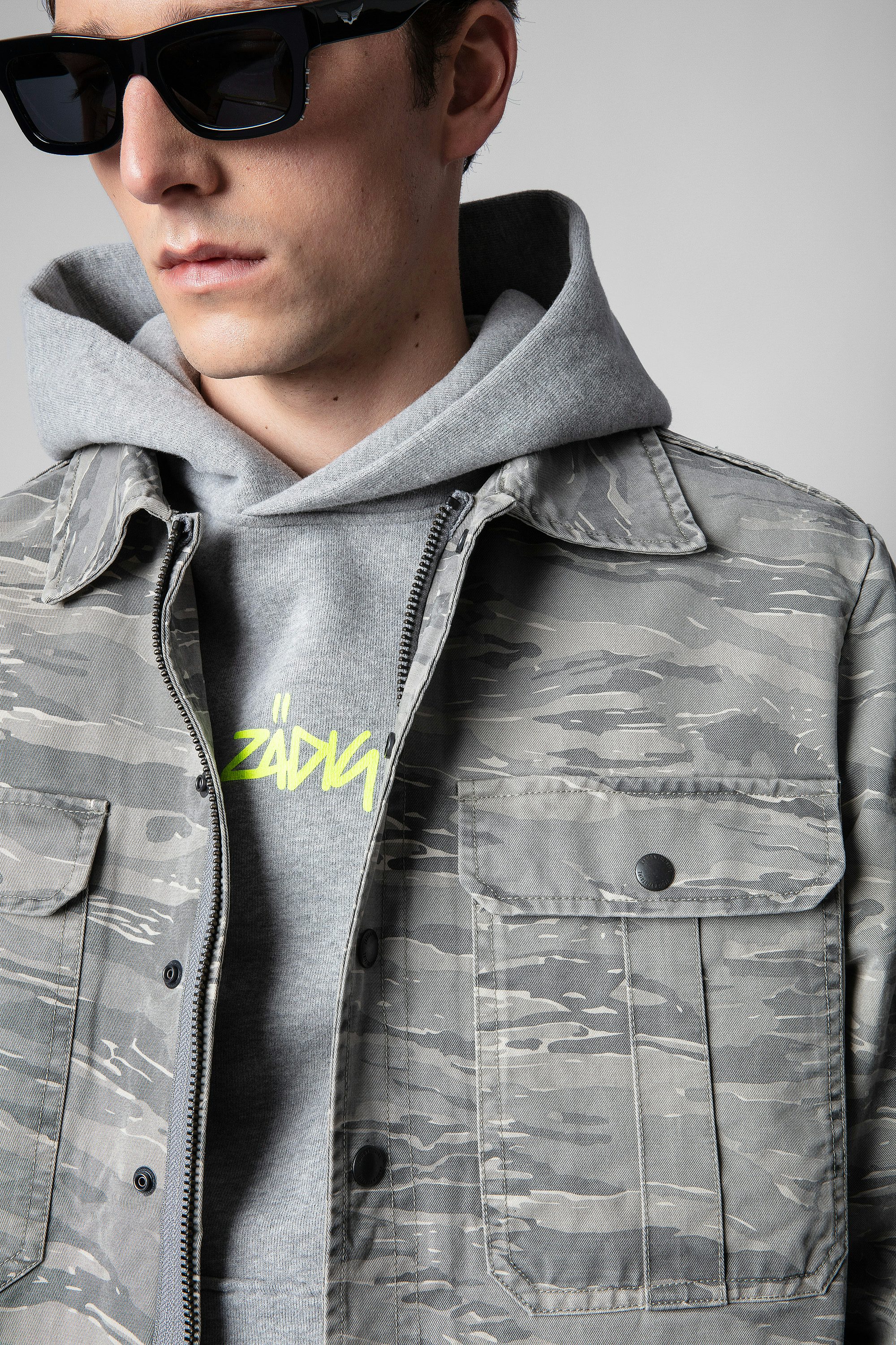 Bertie Overshirt - Men’s military jacket in camouflage-print cotton